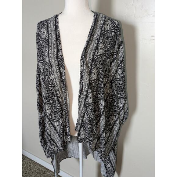 Eyeshadow Rayon Kimono Womens XL Black White Open Front Cardigan Coverup‎ - Picture 9 of 10